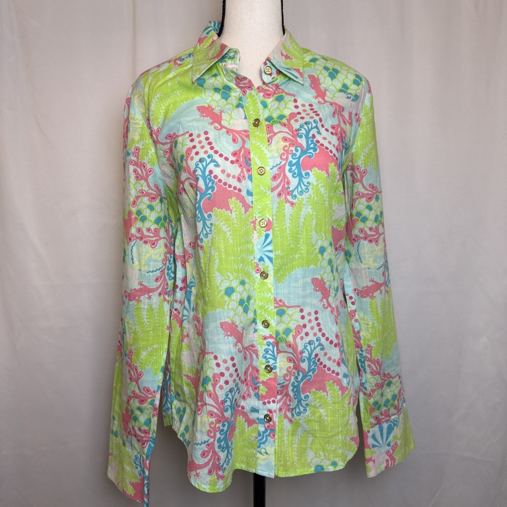 Lilly Pulitzer size 8 pink geko lightweight long sleeve shirt
